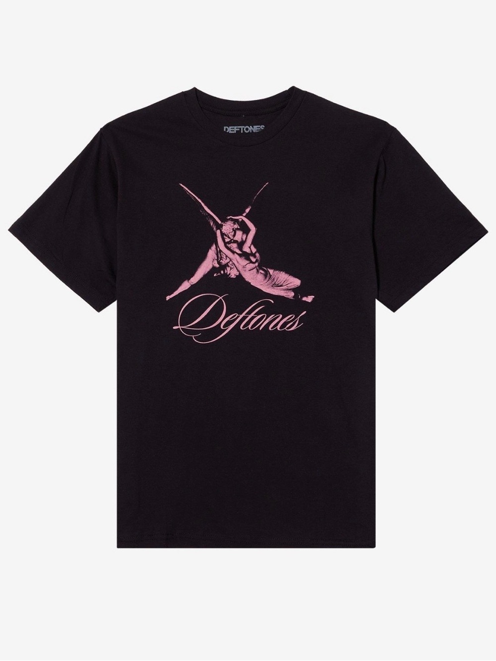 Hot Topic Black Tee with Pink Deftones Angel Graphic